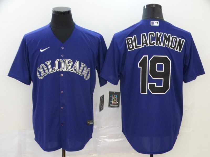Men Colorado Rockies 19 Blackmon Purple Nike Game MLB Jerseys